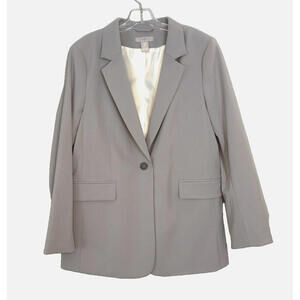 H&M Women's Single Breasted One Button Blazer Jacket Greige Sz M EUC